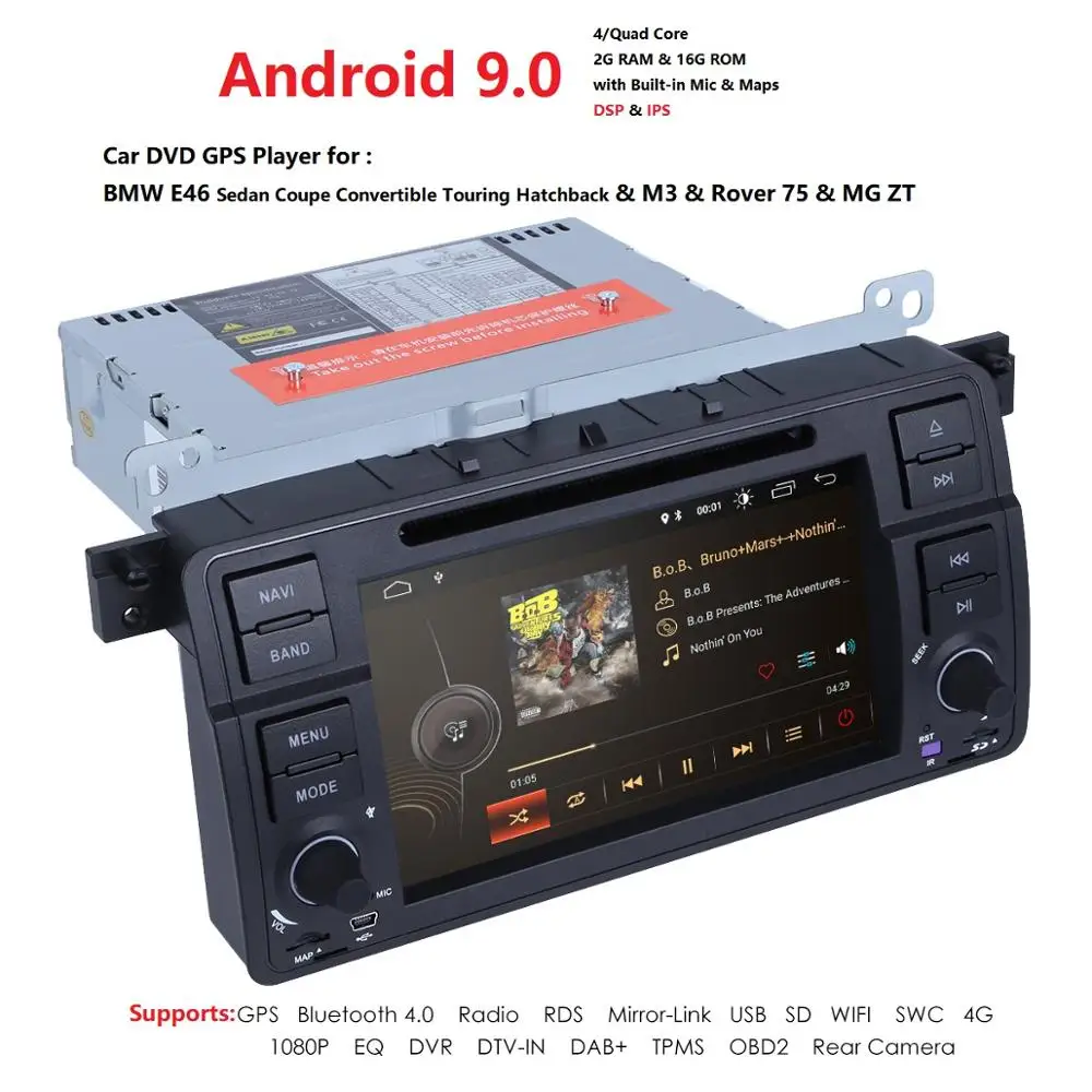 1 Din Android 9 0 Автомобильный DVD плеер для BMW E46 M3 318/320/325/330/335 Rover 75 1998 2006 gps навигации BT Wi