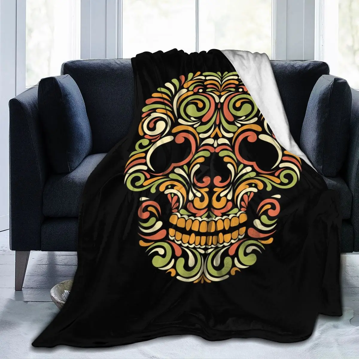 

Floral Skull Design Soft Blankets For Bed Couch Sofa All Season Warm Flower Fleece Blanket Dropship Decorative Flannel Throws