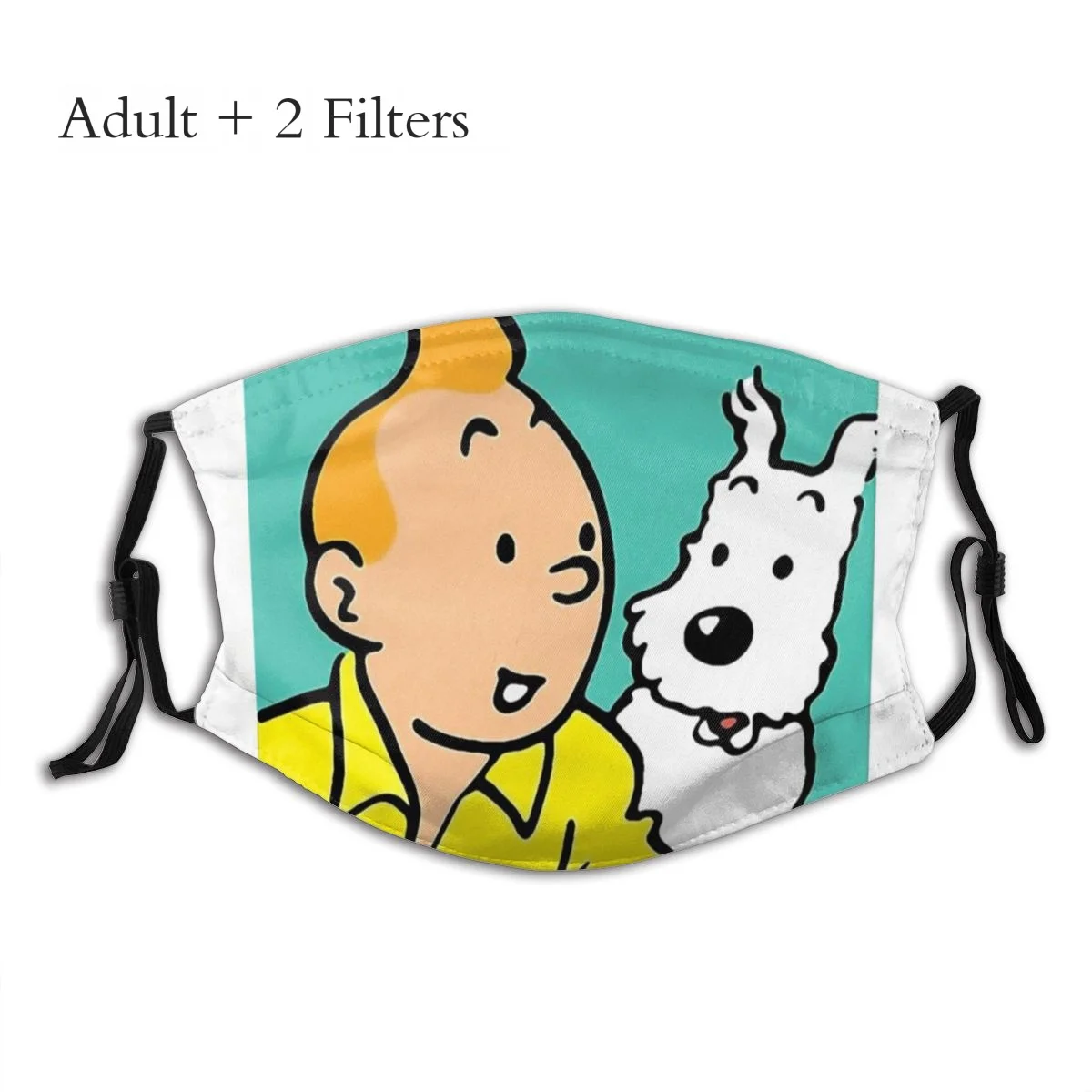 

The Adventures of Tintin Snowy Haddock Calculus Comics Face Mask Milou Green Breathable Outdoor Muffle Dustproof With Filters