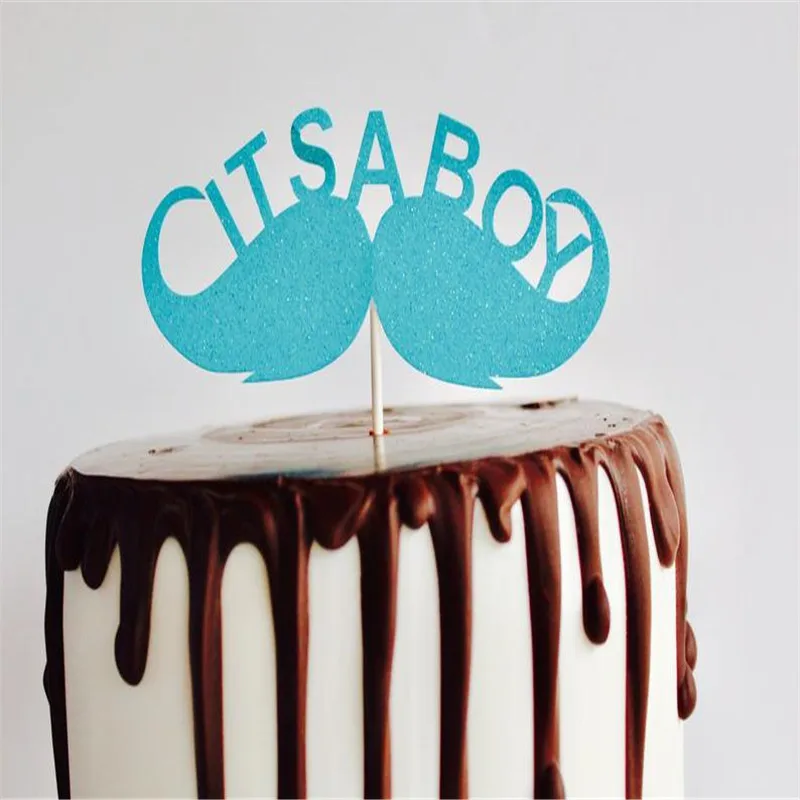 ИНДИВИДУАЛЬНЫЙ ГОЛУБОЙ Блестящий Топпер для торта мальчиков-детский душ пол