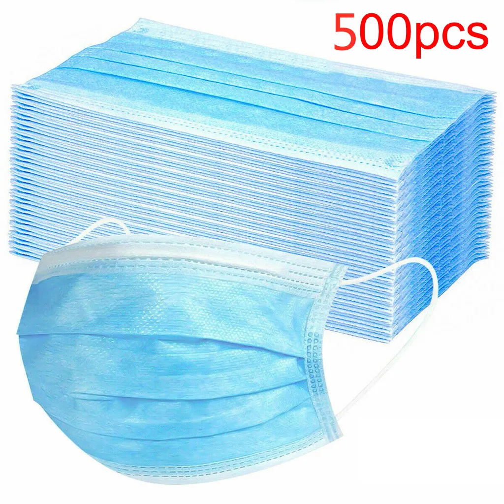500 ПК одноразовая Маска для лица 3ply петли уха Mascarilla Тканевая Mondkapjes Wasbaar|Женские