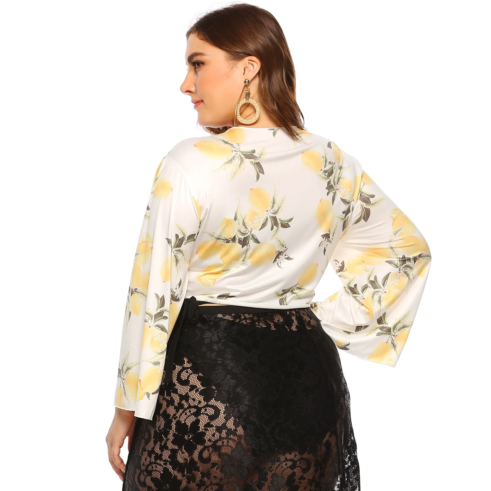 Женская блуза с длинным рукавом и V-образным вырезом размеры до 7XL | одежда