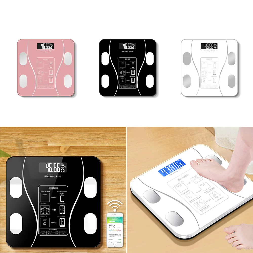 

Body Fat Scale Smart Wireless Digital Bathroom Weight Scale Body Composition Analyzer With Smartphone App Bluetooth Control