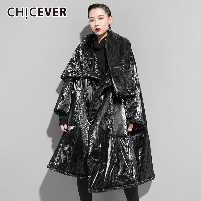 CHICEVER шикарный стиль асимметричное женское хлопковое пальто Водолазка с длинным
