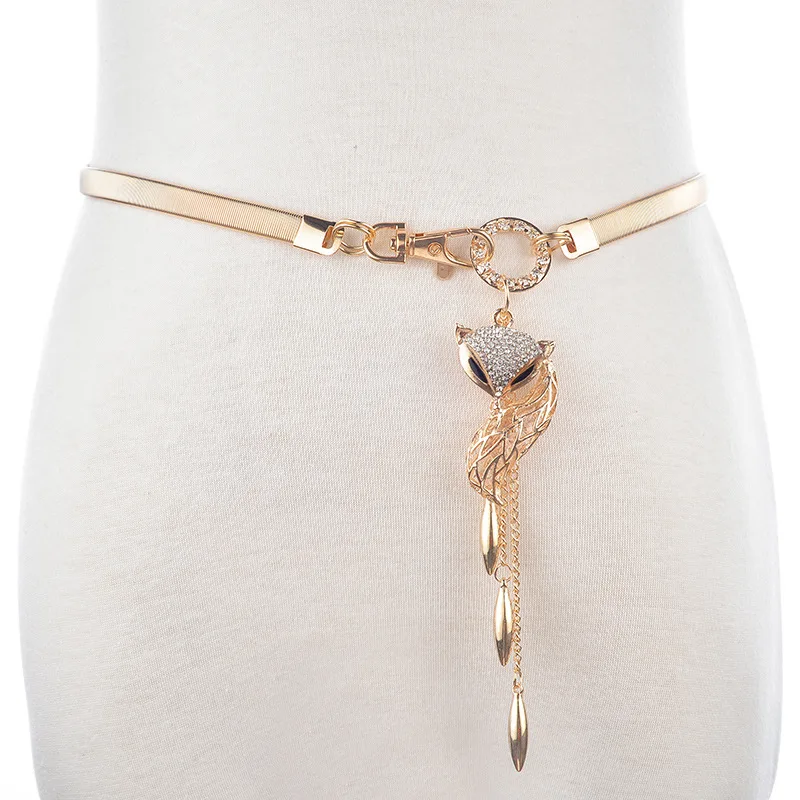 Женский эластичный пояс цепочка с лисой на талии модный универсальный