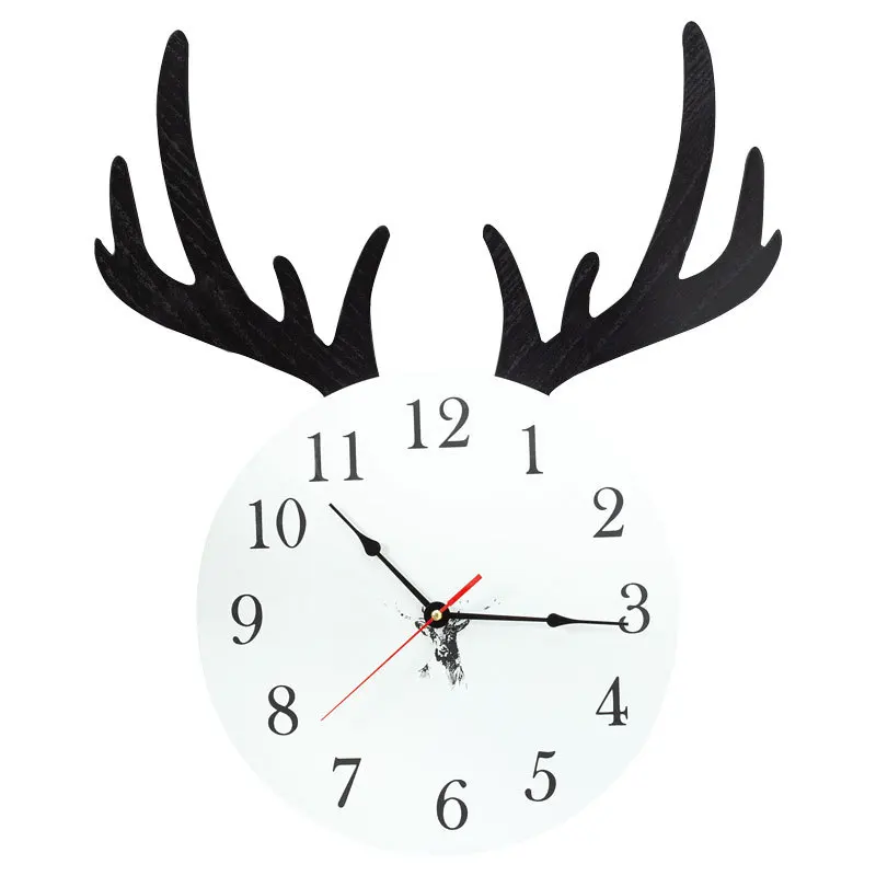 Chic deer Wall Clock Modern Style Wooden Cardboard Round for Home Decor Living Room | Дом и сад