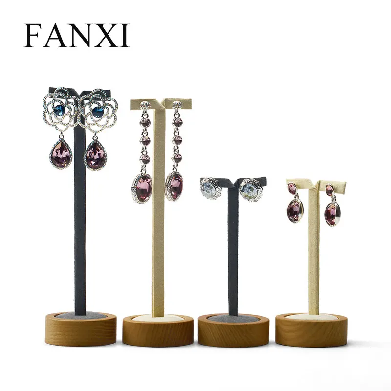 FANXI 8 шт./4 комплекта твердая деревянная серьга Дисплей стенд с круглым дном серьги