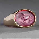 Кольцо с красным драгоценным камнем, в стиле хип-хоп, кольцо круглой формы