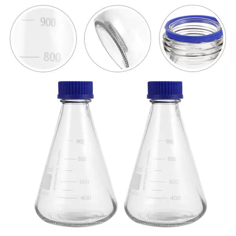 

2Pcs Flasks for Experiment Flasks for Laboratory Glass Conical Flasks for Classroom Laboratory Science