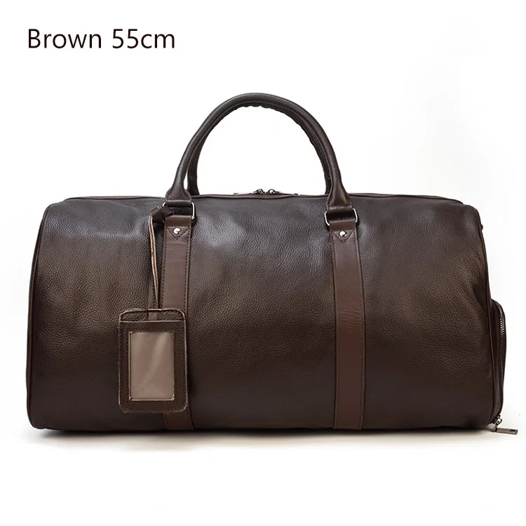 Brown(55cm) MAHEU, натуральная коровья кожа, дорожные сумки, водонепроницаемые, мужские кожаные сумки для сна, ручная кладь, мужская сумка для выходных, деловая, мужская, 55 см - Цвет: Brown(55cm)