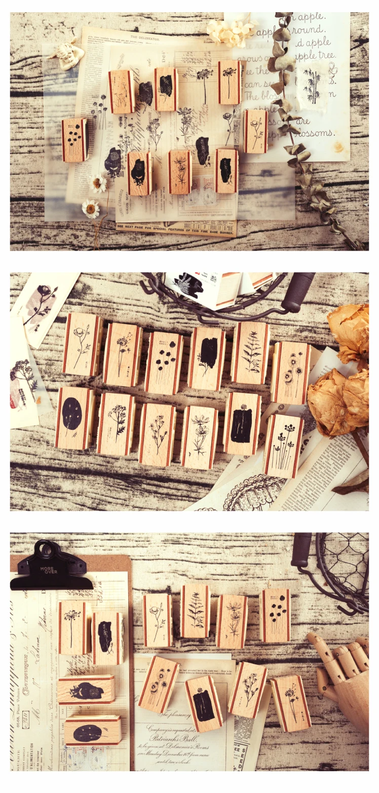 Fragrant Grass Collection wood stamp Plants wooden rubber stamps for scrapbooking Handmade card diy stamp Photo Album Craft gift