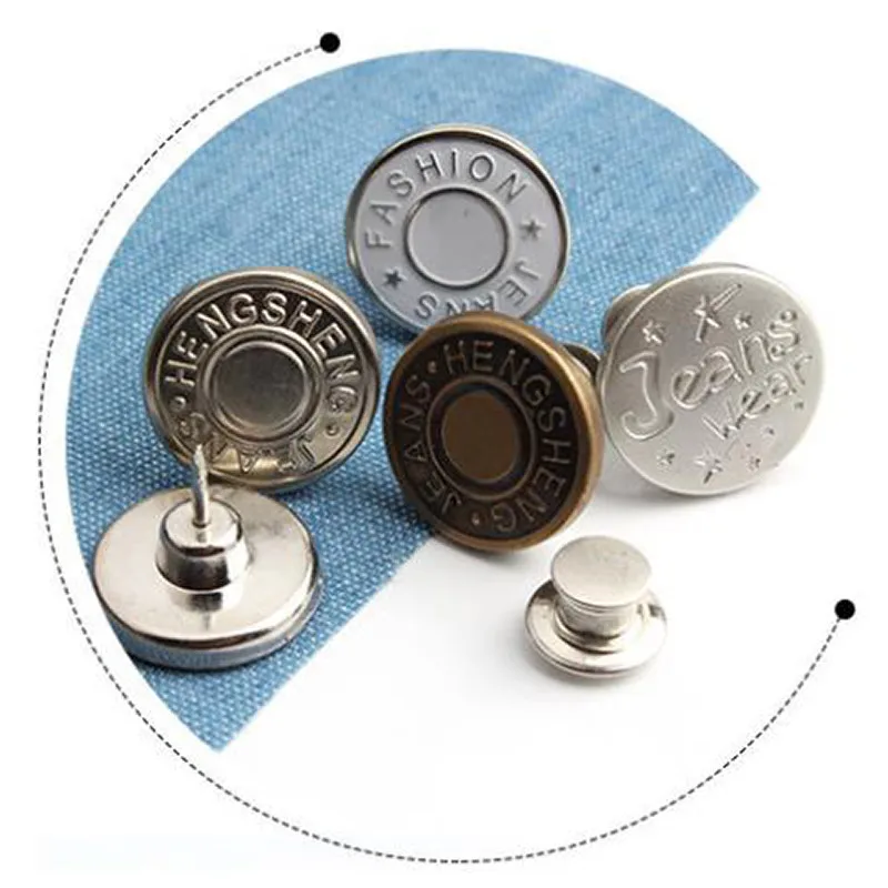 2PCs Snap Fastener Metal Buttons for Clothing Jeans Perfect Fit Adjust Button self Increase Reduce Waist Free Nail Sew Botones | Дом и сад