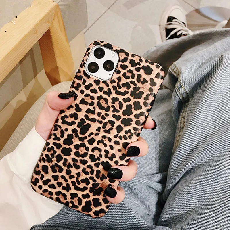 

For iPhone 11 12 13 Pro XS Max XR X 7 8 Plus Luxury Leopard Print Phone Case For iPhone 7 Soft IMD Silicone Cover