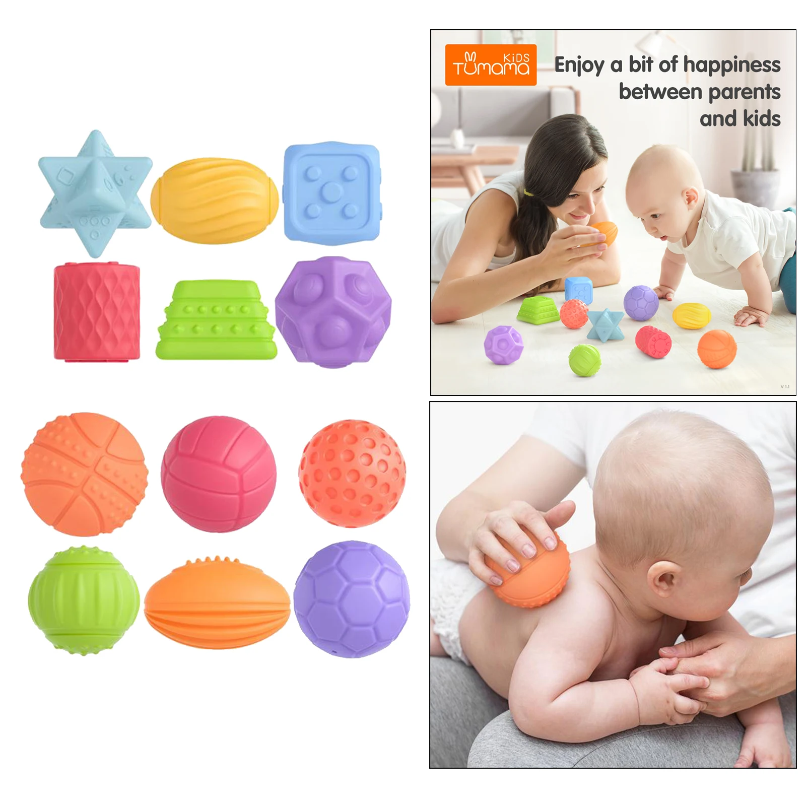 

6pcs Baby Tactile Senses Toys Training Massage Touch Hand Ball Kids Newborn