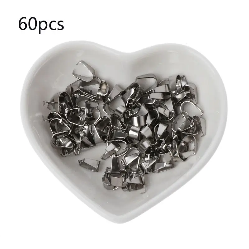 

60Pcs Pinch Clip Bail Clasp Dangle Charm Bead Pendant Connectors Jewelry Making N0HE