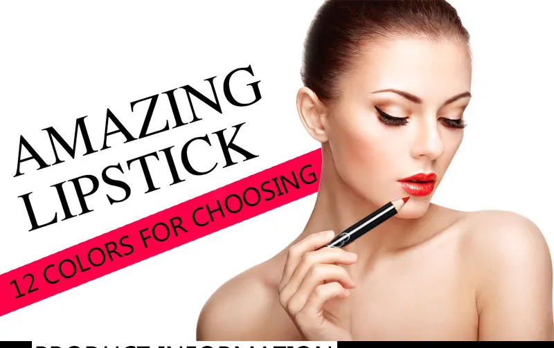 

fashion black waterproof 12-color lip liner lipstick genuine makeup CN(Origin)