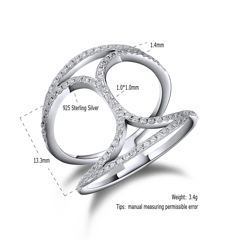 

925 Sterling Silver Rings For Women Cute Cystal Zircon Round Geometric Stackable Ring Fashion Party Accessories Jewelry