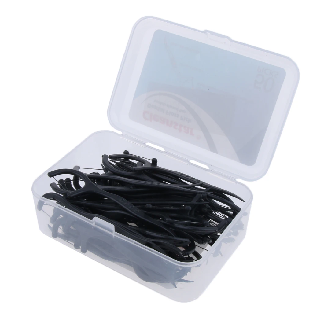

Back Teeth Floss Picks - Pack of 50 - Natural Bamboo Charcoal Tooth Flossers - Premium Interdentl Cleaning Sticks for Family