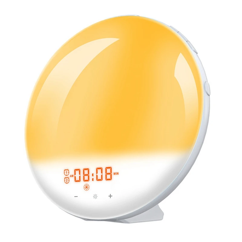 

Wake Up Light,Smart Sunrise Alarm Clock with 7 Colors FM Radio,Digital Night Light Clock for Alexa Google Home