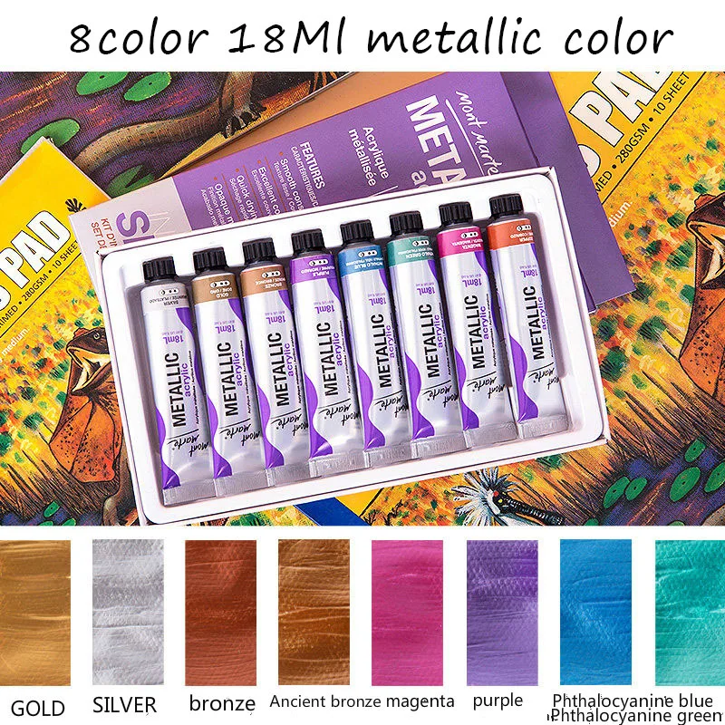 50 мл металлическая цветная акриловая краска для текстильного рисования стены