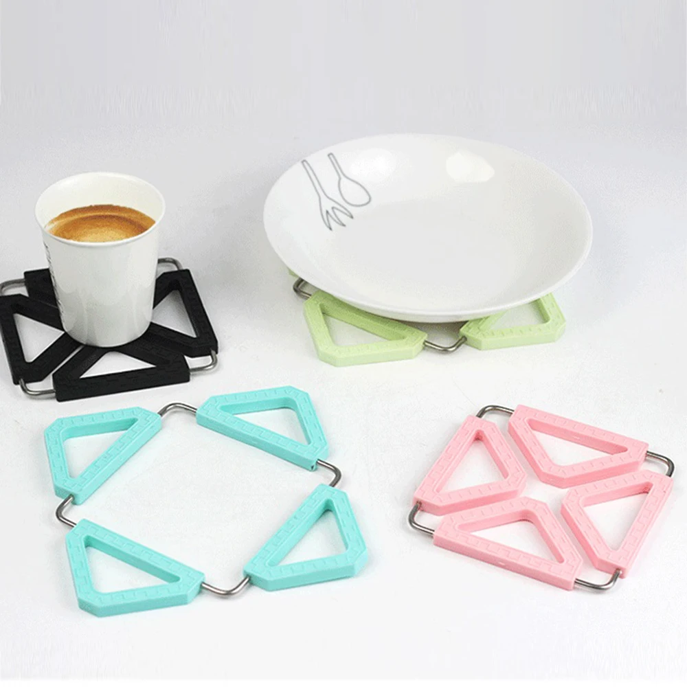 Stainless Steel Kitchen Pot Mat Silicone Folding Anti-scalding Coaster High Temperature Insulation Placemat Household Items | Дом и сад