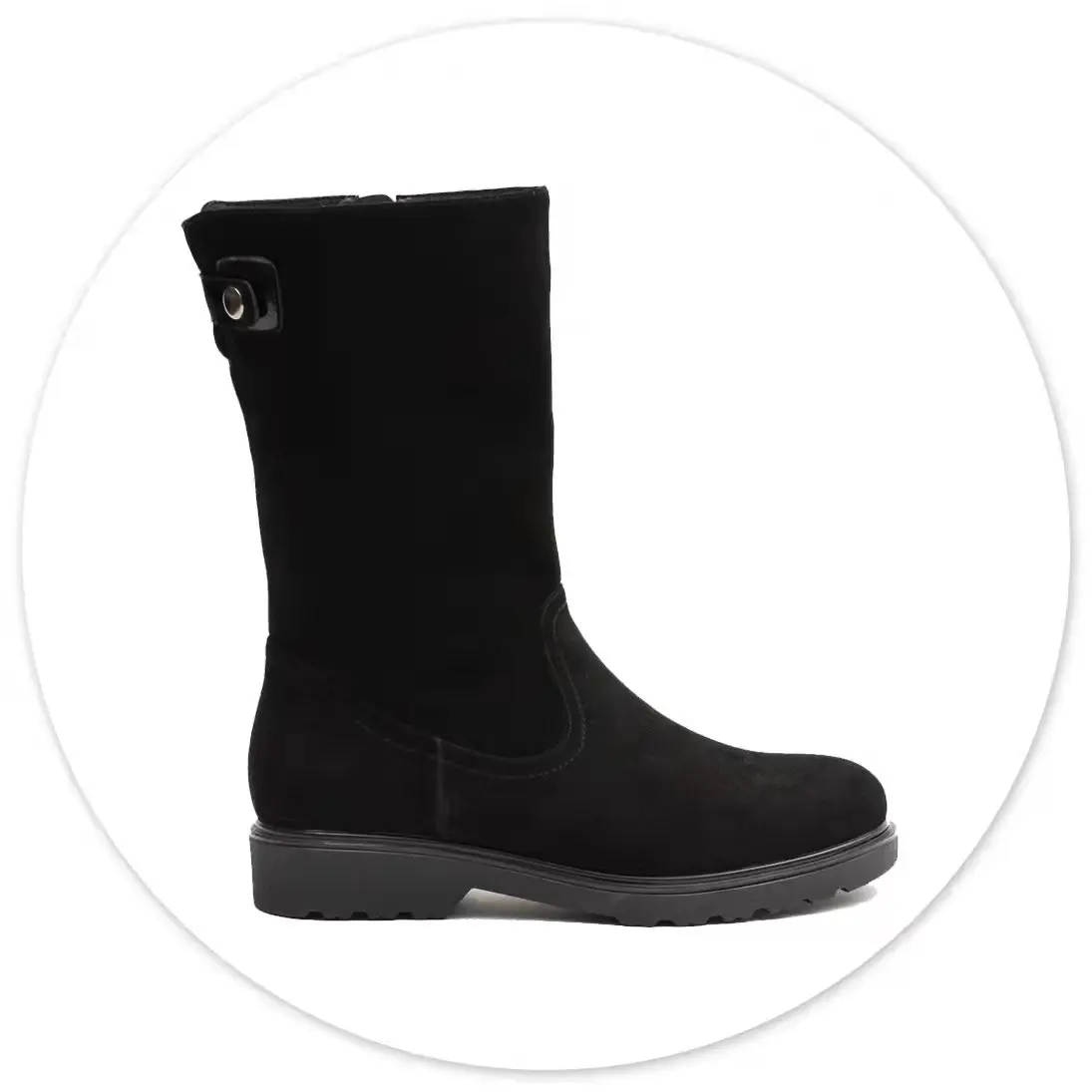 

Ботинки женские зимние замшевые до середины икры с шерстяной подкладкой