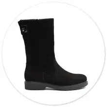 Botas de ante para niño y mujer, zapatos forrados de lana de media caña, piel auténtica, estilo Chelsea, cálidos, Invierno (1)