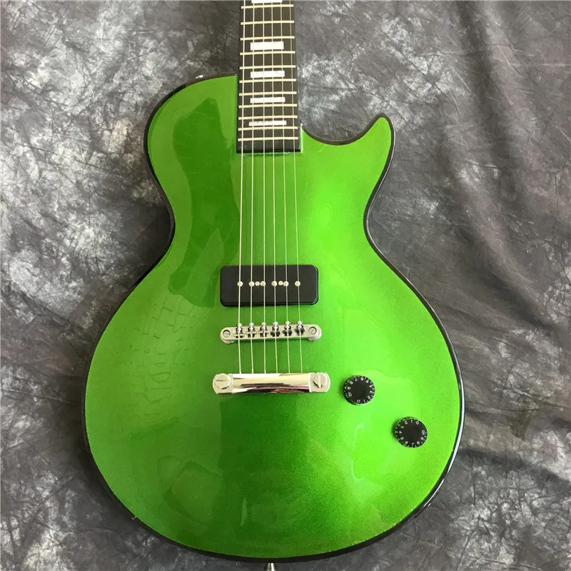 

Custom wholesale green electric guitar, mahogany body, rosewood fingerboard.