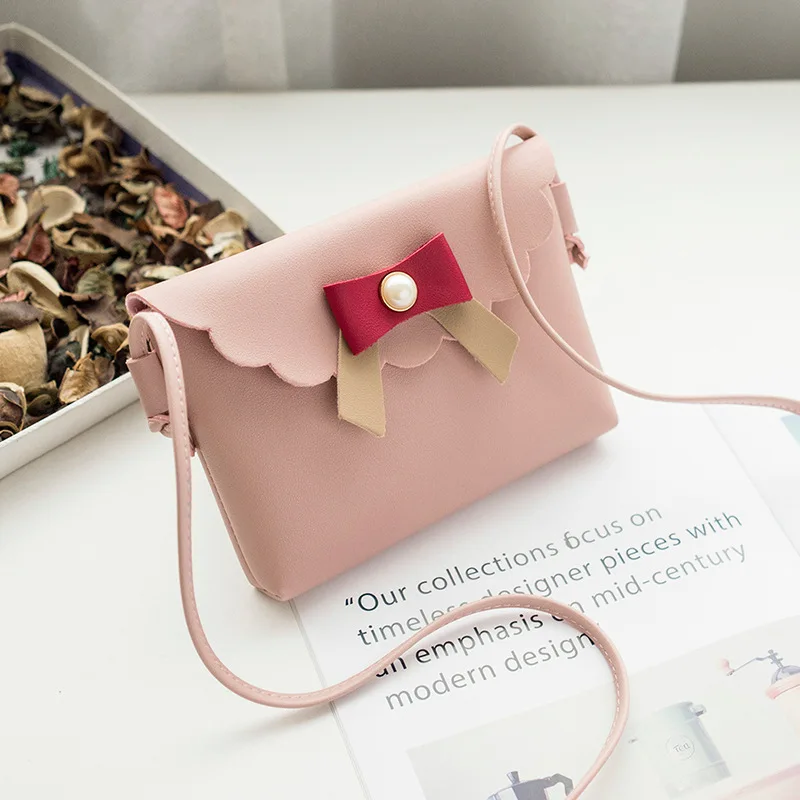 

2021 New Women's Handbags Pu Leather Girly Bow Decoration Bag Kawaii Mini Shoulder Bag Diagonal Bag Mobile Phone Bag Coin Purse