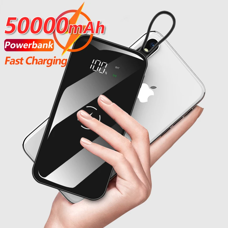 

Портативный зеркальный аккумулятор, 50000 мАч, HD, цифровой дисплей, быстрая зарядка