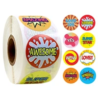 500pcsroll teacher reward motivational sticker for children in 8 designs wow good job lovely awesome wonderful kids toy decor