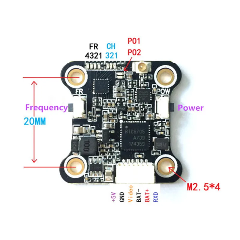20x20 мм Mini 5848 5 8G 48CH 25mW 100mW 200mW регулируемый видеопередатчик OSD FPV VTX 2 6S для гоночных