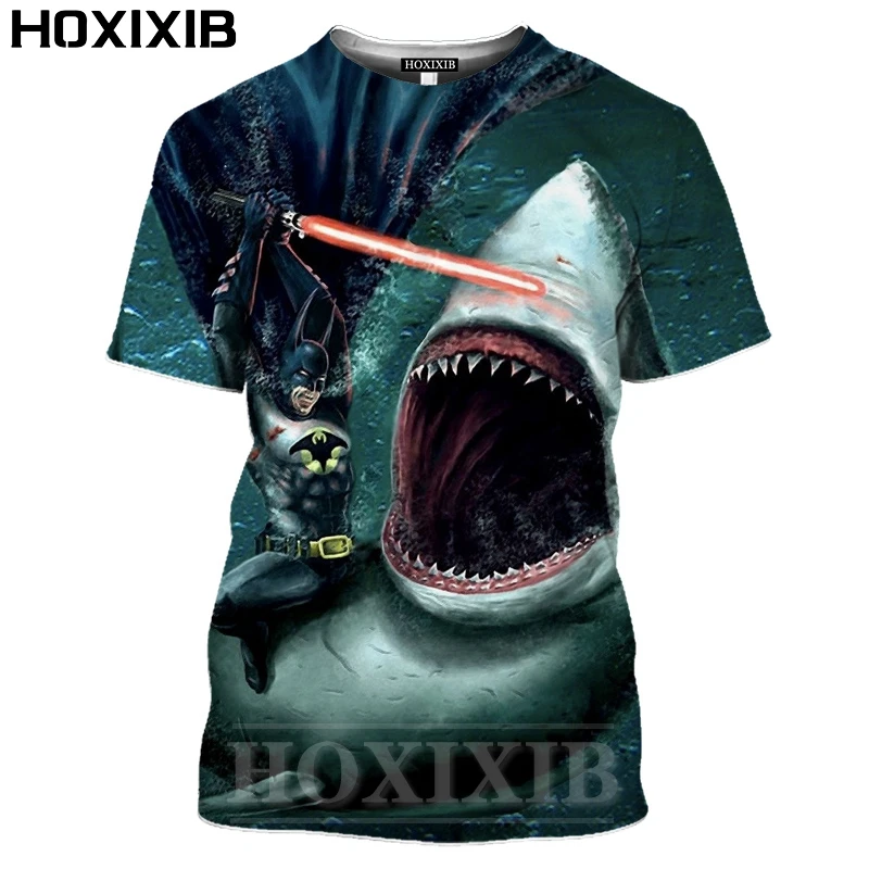 Футболка HOXIXIB мужская с 3D-принтом морской жизни тигра акулы футболка для косплея