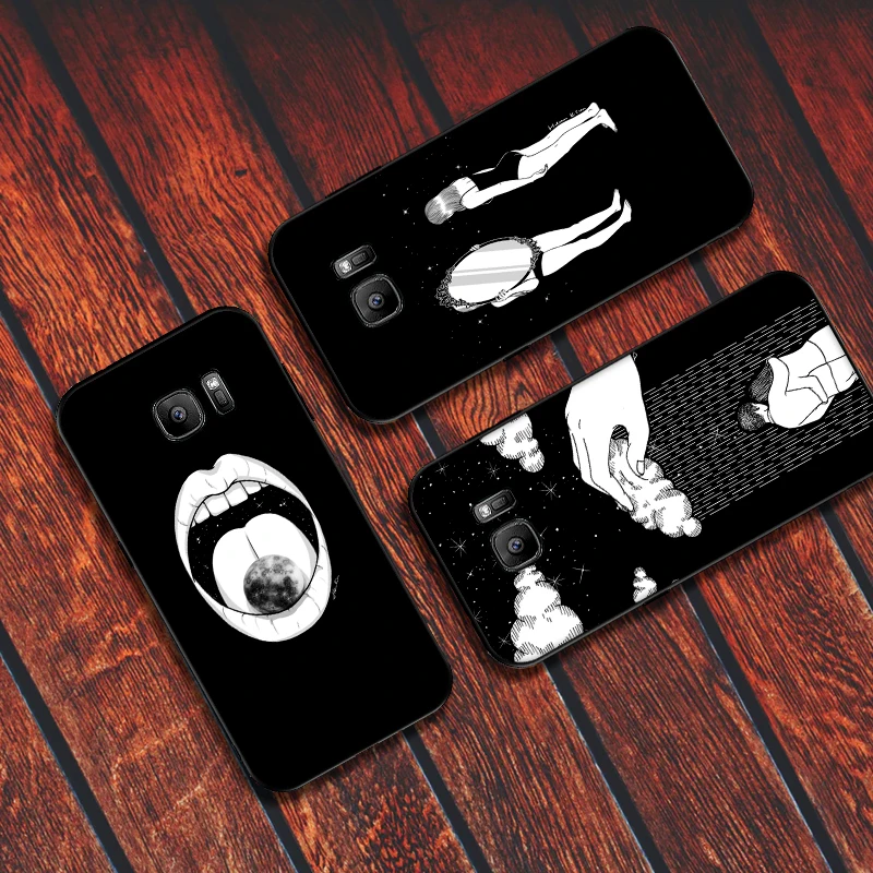 Черно белая для Samsung Note 8 девочек с космическим лепестком 9 M10 M20 M30 S6 S7 Edge S8 S9 S10 PLUS TPU