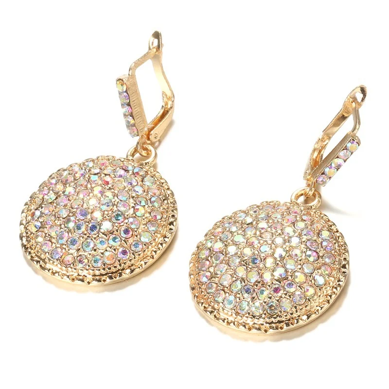 Модные Цветные Яркие Хрустальные женские большие серьги капли золотого цвета