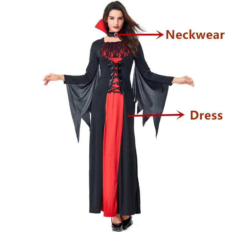 style 1 Deluxe Halloween Sexy Adult Women Vampire Costumes Victorian Vamp Fancy Party Dress Red and Black Witch Female Costumes - Цвет: style 1