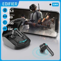 edifier gm4 wireless earphone gaming headphone bluetooth 5 0 pixart low latency touch control noise cancellation voice assistant