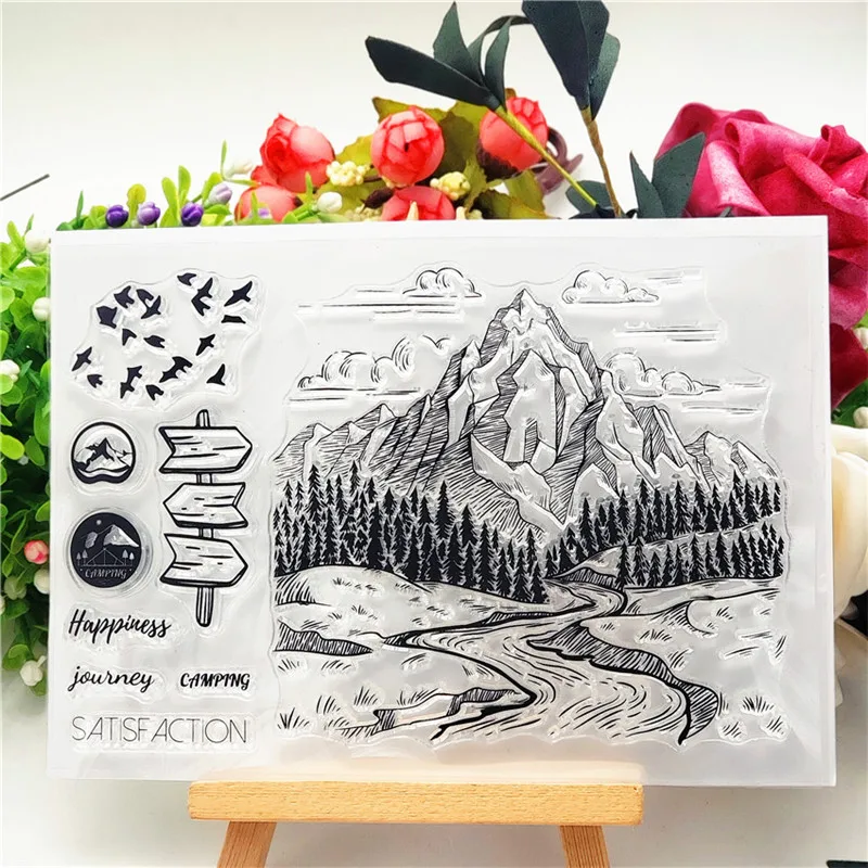 

Wanli Mountain River Clear Stamp Transparent For Scrapbooking DIY Card Handmade Kid Funny Seal Making Postercard Album Decor