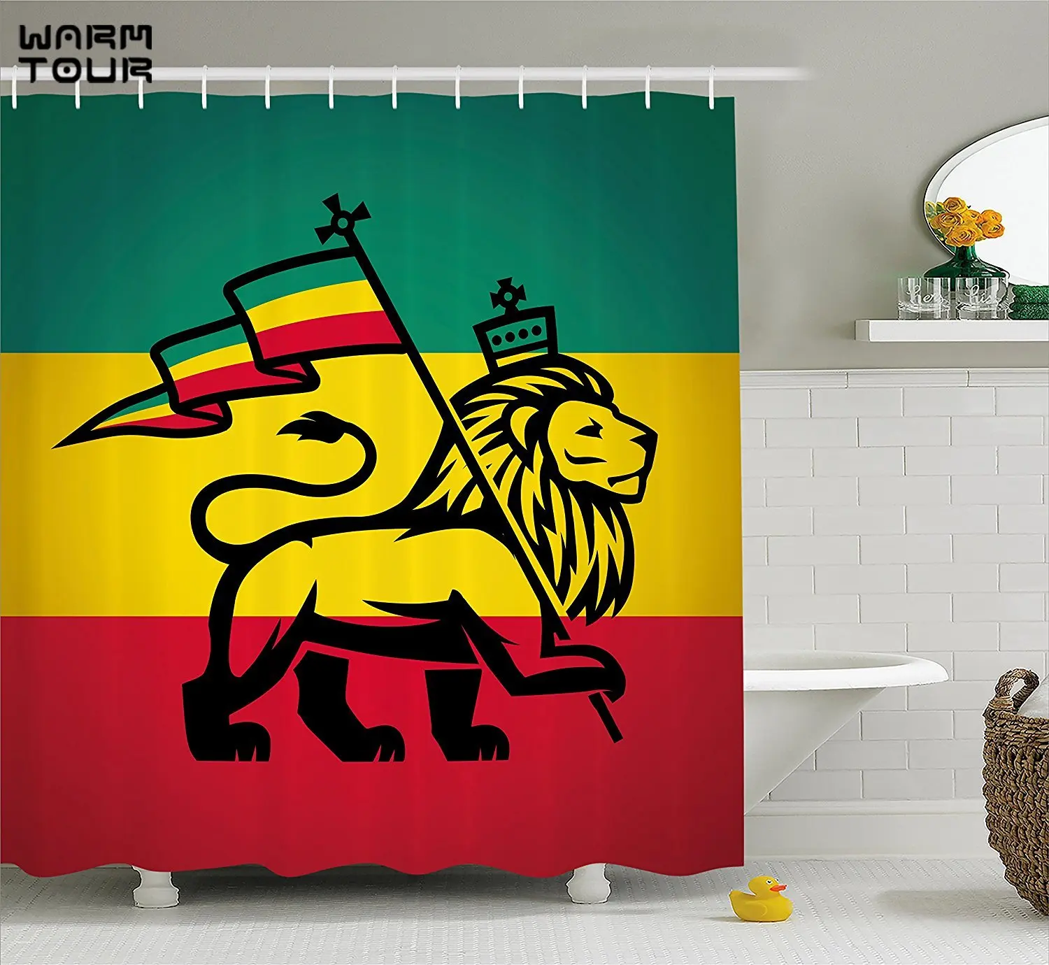 WARMTOUR Rasta душевая занавеска Иуда Лев с флагом король джунгли регги тема