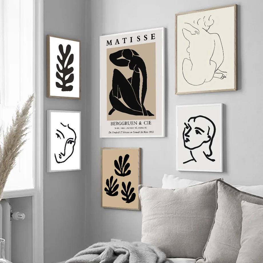 

Abstract Matisse line Body art Leaf Plant Wall Art Canvas Painting Nordic Posters And Prints Wall Pictures For Living Room Decor