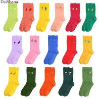 1 pairs women socks cartoon embroidered fruit avocado socks korean japanese cute kawaii long socks funny girls warm socks meias