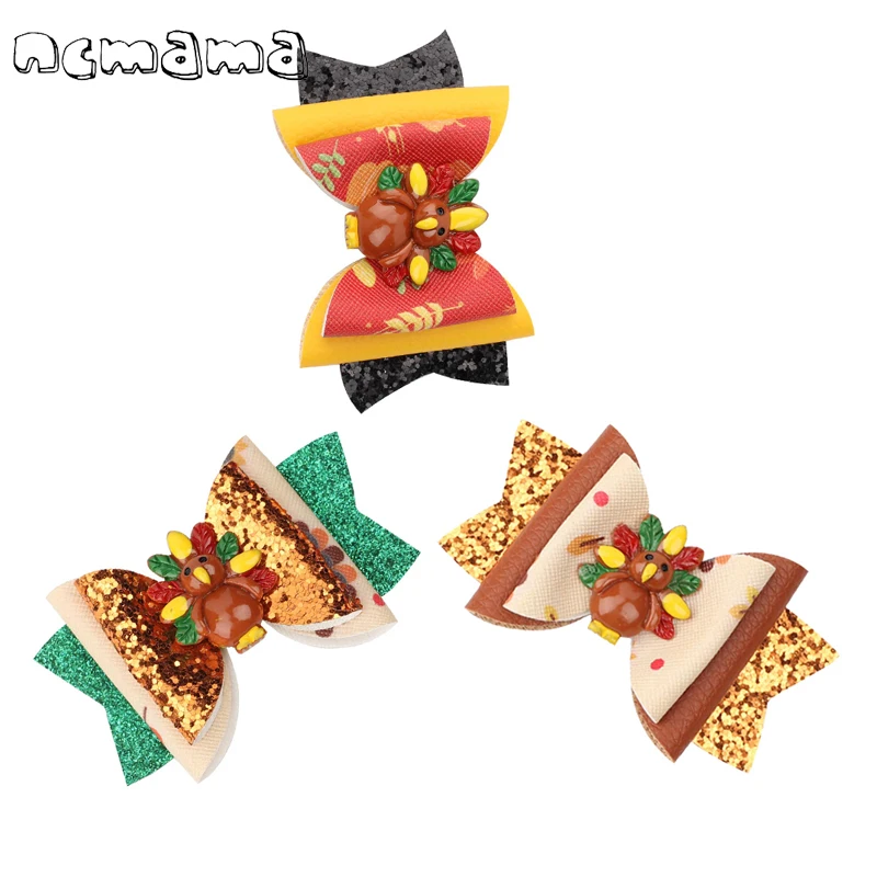 Банты для волос на Пасхальный день девочек 3 шт./лот дюйма Детские блестящие