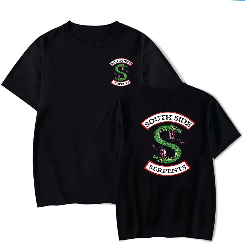 Футболка Riverdale женская черная топ с надписью South Side Serpents удобная рубашка для