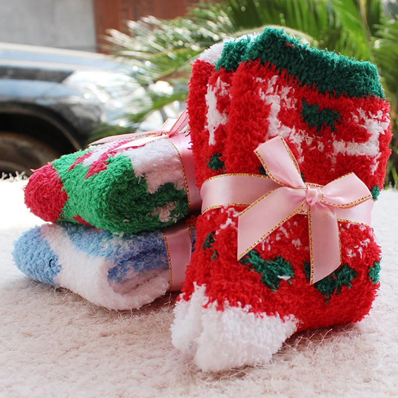 

New 1 Pair Warm Soft Women Socks Winter Spring Christmas Woolen Socks Running Tennis Yoga Sports Socks For Girls Ladies