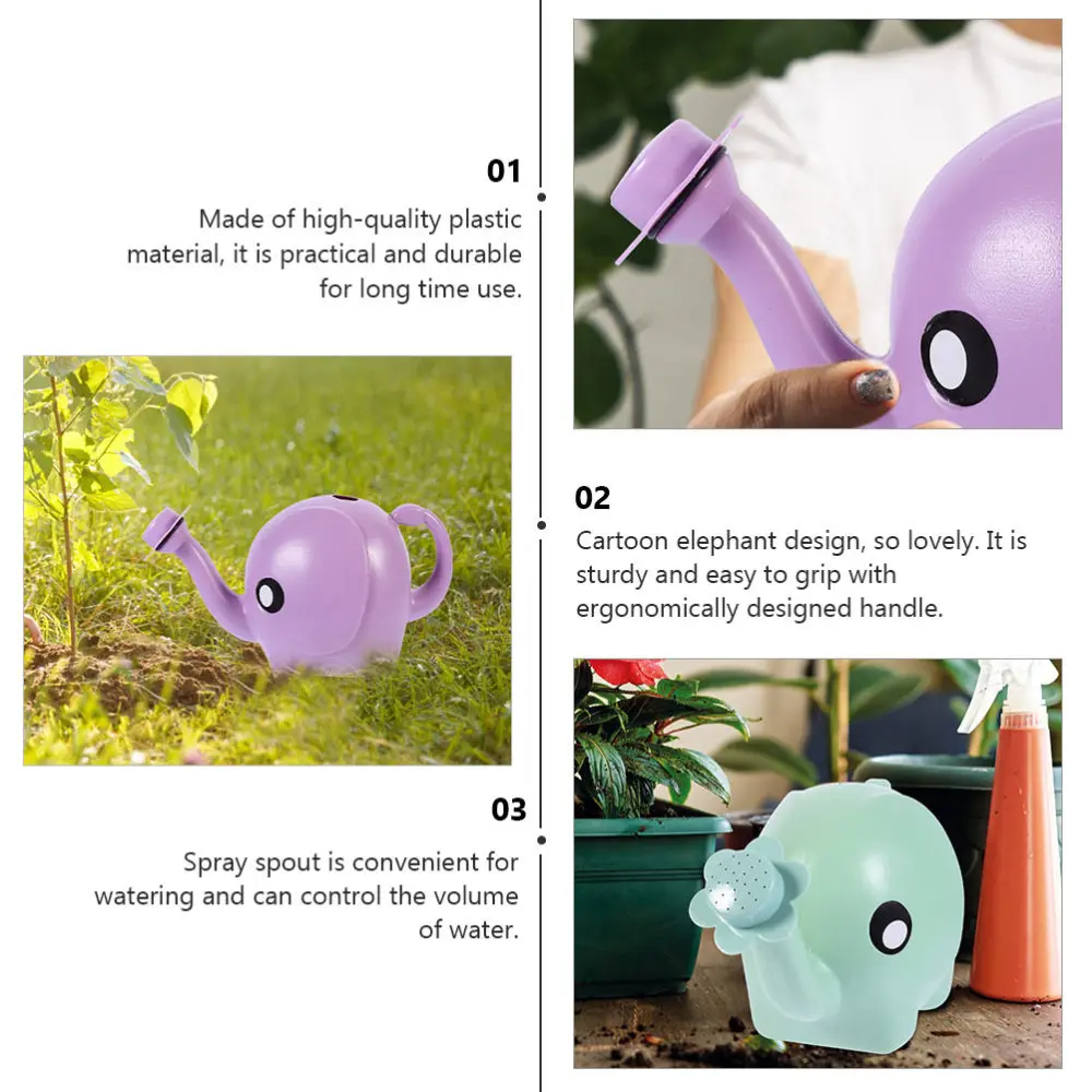 

2pcs Cartoon Elephant Design Watering Cans Plastic Watering Pots for Home Garden