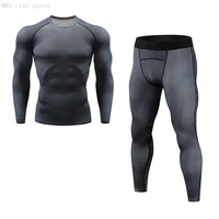 mens full suit tracksuit gym sports underwear tights compressed shirts dry quickly summer workout clothing 2pc set jogging suit