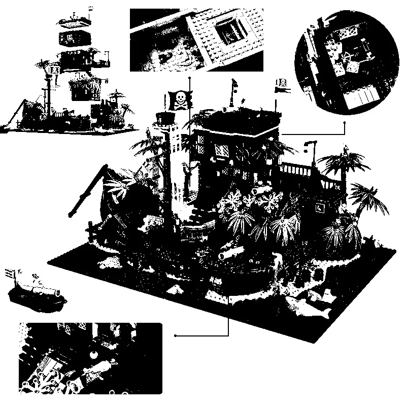 

49016 Barracuda Bay pirate shipwreck complete version 698998 puzzle model building block ship 21322 children's birthday gift toy