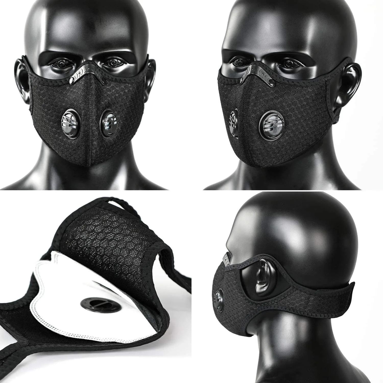

Bicycle Mask Cycling Face Mask Respirator Dust With 2 Filters Half Face Reusable Dustproof Respirator MTB Road Bike Cycling Mask