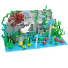 Детали для сборки строительных блоков: морской мир, креативные строительные блоки: милые животные, Акула, осьминог, черепаха, краб, морские водоросли и тропический лес