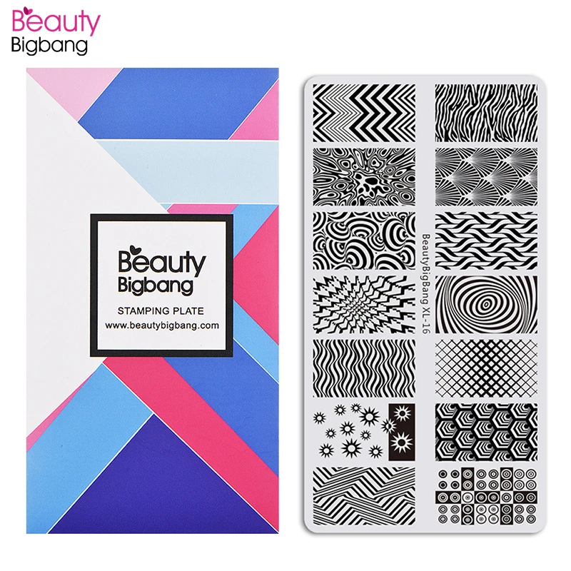 BeautyBigBang штампованные пластины с геометрическими узорами в полоску дизайн ногтей